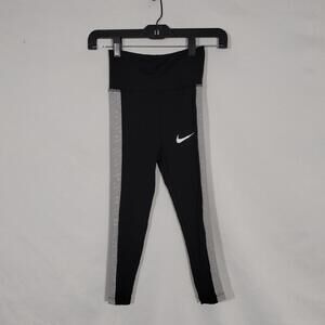 NWT Nike Girls Black and Gray Dri-Fit Leggings Size 6 Medium